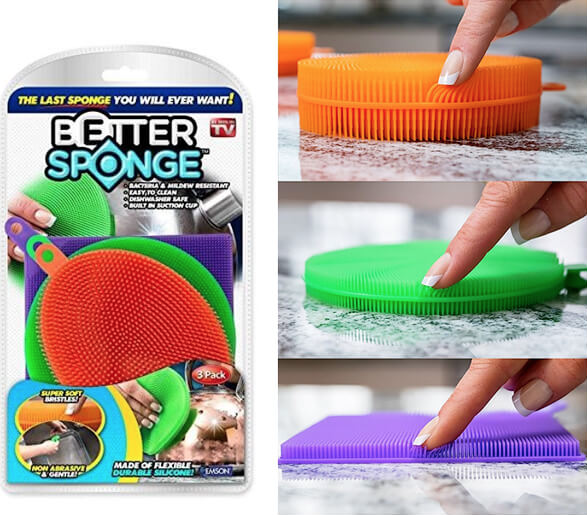 Set 3 bureti de vase din silicon Better Sponge